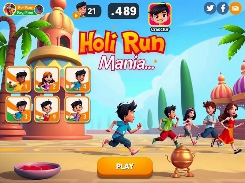 Holi Run Mania community event showing players competing